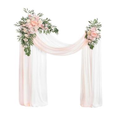 Imagem de Nishiyuenyi Arco de Casamento Artificial com Flores Drapeadas, Decoração de Placa de Boas-vindas com Flores de Seda, Guirlanda de Porta para Festa de Recepção