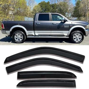Imagem de Viseiras de janela lateral protetores de chuva defletores de ventilação compatíveis com Dodge Ram 1500 Crew Cab 2009-2018, Ram 2500/3500 Crew/Mega 2010-2025, 2019-2024 Ram 1500 Classic Crew, protetor