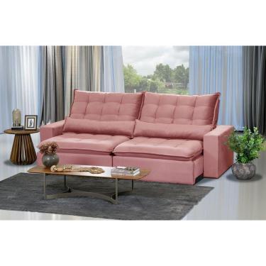 Imagem de Sofá 6 Lugares 2.90 Mt Retrátil E Reclinável Veludo Rose