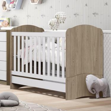 Imagem de Berço Mini Cama 2 Em 1 Bala De Menta Rústico Branco