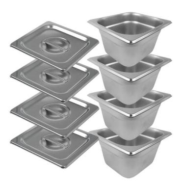 Imagem de Kit 4 Cuba Gastronômica Inox Gn 1/6 100mm Com Tampa Gn 1/6 - Triboshop