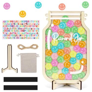 Imagem de Frasco magnético de recompensa personalizado, frasco de rostos sorridentes com adesivos de letras coloridas, prêmios escolares e suprimentos de incentivos para professores, materiais de reconhecimento