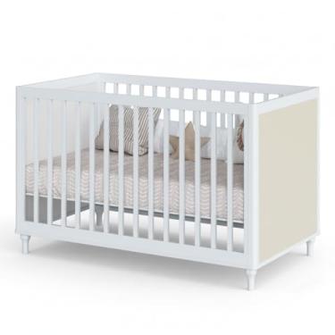 Imagem de Berço Divicar Fofura 2 em 1 Padrão Americano Se Transforma em Mini Cama Design Provençal Branco com Estrutura em MDF e Madeira Maciça (Branco/Rattan)