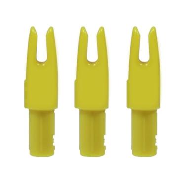 Imagem de Pacote com 24 Nocks de flecha de tiro com arco, ID 6,2 mm/0,246 polegadas inserção de plástico Nock Tail para arco flecha caça tiro substituição (Amarelo)