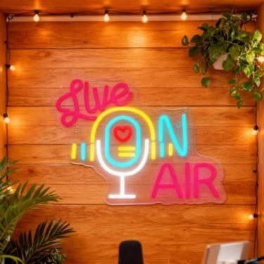 Imagem de Neonawall Neon Sign for Wall Decor Light Up Letters Led Sign Birthday Party Gifts Led Decorative Night Signs Room Decorations Supplies Birthday Party Signs for Radio Home Bedroom Dorm (Live On Air)