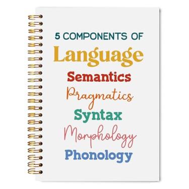 Imagem de Welshower Caderno de presentes de fonoaudiologia patologista, 14 x 21 cm, cadernos de terapia da fala para anotações, presentes SLP, 5 componentes de linguagem, caderno espiral de capa dura
