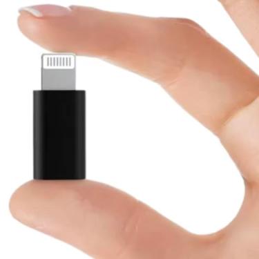 Imagem de Adaptador OTG TURBO USB-C para Lightning compatível com iPhone, Conector Feminino USB-C para Macho Lightning, Preto
