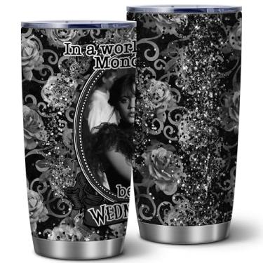 Imagem de ATHAND Wed TV Show Tumbler, In A World Full Of Mondays Cup, Programas de TV Mercadoria para Mulheres Meninas Adolescentes, Filme Gótico de Terror Presente para Fãs de Programas de TV, 1 Peça