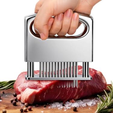 Imagem de Enhon Ferramenta de amaciador de carne, 48 lâminas ultra afiadas de aço inoxidável, amaciador de carne com cabo ergonômico, utensílio de cozinha resistente para amaciar carne, peru, frango, bife
