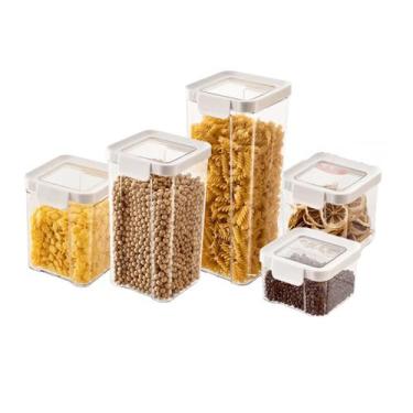 Imagem de Kit 5 Pote Empilhavel hermetico Mantimento GuardFresh 5L - Casa Raffae