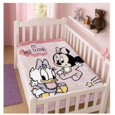 Imagem de Cobertor de Bebe Infantil Raschel Plus Disney Minnie e Mickey Macio - 