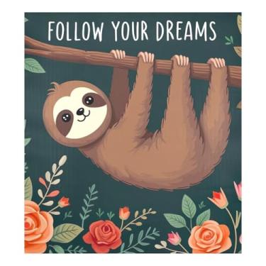 Imagem de Decalque magnético com flores de preguiça azul marinho para decoração de eletrodomésticos de cozinha 58 cm L x 66 cm A