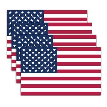 Imagem de Adesivo da bandeira americana 3x5 - Feito nos EUA - Pacote com 4 - Decalques de vinil patrióticos brilhantes para caminhão, refrigerador, carro, capacete - Adesivos resistentes a UV à prova d'água