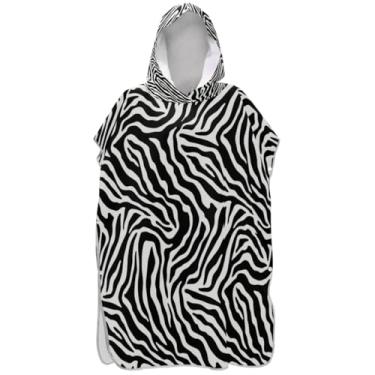Imagem de Joisal Poncho de surfe para adultos trocador de roupa de praia com capuz toalha de banho secagem rápida preto branco estampa animal unissex poncho adulto com capuz