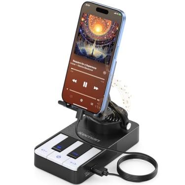Imagem de JTEMAN Suporte para celular com alto-falante Bluetooth e carregador portátil, design de teclas de piano, presentes de aniversário para homens, mulheres, pai, mãe, marido, namorado, aparelhos de