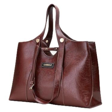 Imagem de LuxeBold Bolsa feminina com alça superior Hobo Bolsa de ombro, Marrom, 15.7”L x 10.6”H x 5.1” W