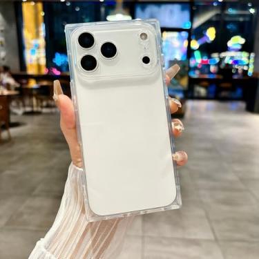 Imagem de Capa de celular de luxo com quatro cantos quadrados, transparente e macia, em silicone, para iPhone 17 Air, 16, 15, 14 Plus, 13, 12, 11 Pro Max. Capa cristalina, transparente, para iPhone 17 Pro