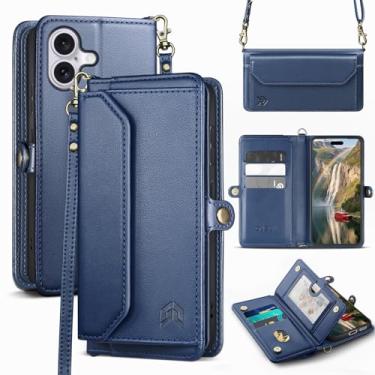 Imagem de DJBull Capa carteira para iPhone 17 de 6,3 polegadas com suporte para cartão, alças de ombro e pulseira, couro PU macio, encaixe magnético, capa de telefone flip para mulheres e homens para Apple 17