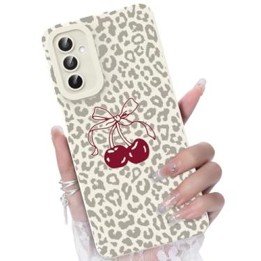 Imagem de CASBST Capa para celular Samsung Galaxy A16 5G, design de padrão de flores da moda, capa de silicone líquido, fina, à prova de choque e resistente a arranhões para Samsung A16 - Cereja leopardo