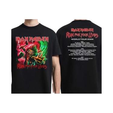 Imagem de Camiseta Unissex Iron Maiden 2026 Run for Your Lives World Tour De Man