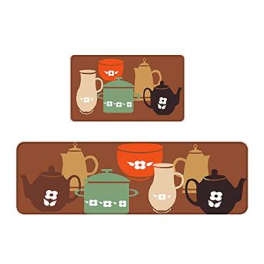 Imagem de 2 peças Conjunto de Tapete Cozinha Tapetes Chão Bonito Desenho Animado Super Absorvente para Entrada Banheiro Quarto Poliéster Lavável à Máquina Decor