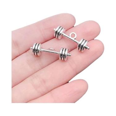 Imagem de Pingentes De Disco De Halteres De Fitness Em Prata, 10 a 32 Peças, Bri