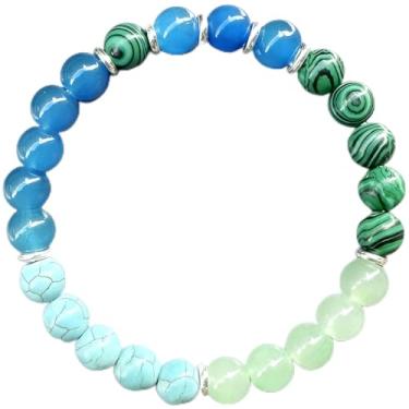 Imagem de Pulseiras elásticas com contas para mulheres, pulseira turquesa malaquita para redução da ansiedade feita à mão com contas de cristal natural, One Size, Pedra, Sem Pedra Preciosa