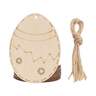 Imagem de 10PCS Pingentes para Pendurar de Páscoa DIY Pendurados Madeira Pintados Letreiro Coelhos Ovos Recortes Tags Decoração Presente Artesanato Festa em Cas