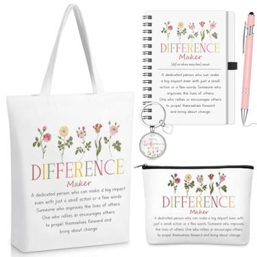 Imagem de Watersay 5 peças de presentes de Natal, bolsa de cosméticos, bolsa de lona, caderno de bobina, caneta esferográfica e chaveiro para mulheres, escritório, escola, graduação, advogada, colega de