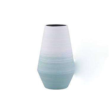 Imagem de Vasos para flores vaso texturizado de cerâmica pintado à mão simples vaso de flores sala de estar quarto decoração de mesa varanda ornamentos de escritório vaso de decoração de casa (cor: uma cor