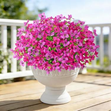 Imagem de UXORSN Plantas e flores artificiais falsas ao ar livre, 12 pacotes primavera verão margaridas falsas com folhas falsas de eucalipto, flores realistas para decoração de jardim, casa, pátio, quintal