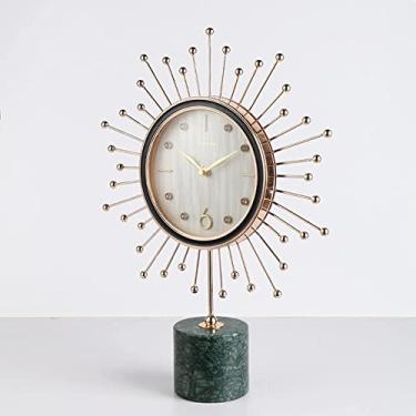 Imagem de Relógio de cornija, relógio de mesa retrô antigo silencioso, relógio de mesa de metal vintage, relógio de mesa e prateleira de quartzo industrial de cornija retrô, B