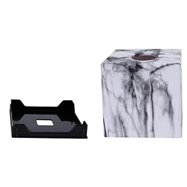 Imagem de Caixa de Papel Higiênico com Estampa Mármore Porta-Papel ABS para Banheiro Mesa Banho Cozinha Sala Estar - Design -Roxo Ambientes Úmidos