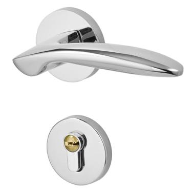 Imagem de Fechadura de porta interna para quarto fechadura de porta doméstica silenciosa magnética fechadura de porta de madeira cromada brilhante fechadura americana