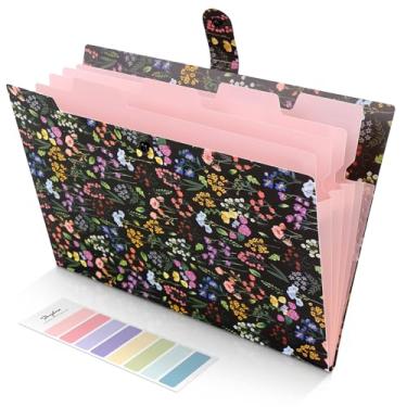 Imagem de SKYDUE Pasta de arquivo expansível com 5 bolsos, organizador de arquivos sanfonados, organizador portátil de documentos de recibos, pasta de arquivamento tamanho carta material de escritório escolar