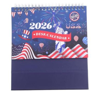Imagem de LALAFINA Mini calendário de mesa patriótico para sala de aula, escritório em casa, planejador mensal pequeno com design minimalista moderno para agendar anotações e organização