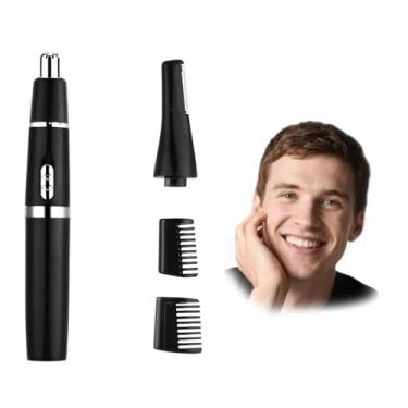 Imagem de Aparador de cabelo masculino multifuncional: Barbeador de nariz, orelha, sobrancelha e facial à prova d'água indolor - lâminas duplas, preto (bateria não incluída)