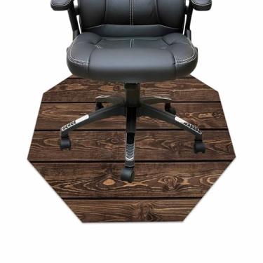 Imagem de Tapete de cadeira de escritório para piso de madeira para cadeiras de rodinhas de computador, protetor de piso de madeira escura para escritório em casa, fácil de limpar, octógono de 90 cm, estilo 2