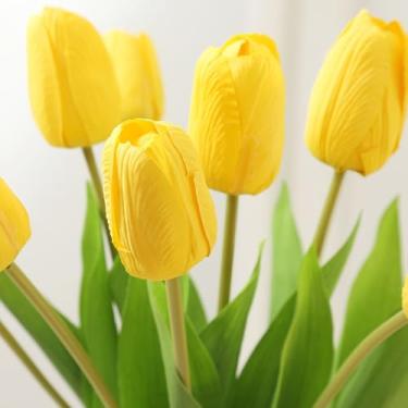 Imagem de 5 peças de tulipas de imitação de 48 cm, falsas, decorações de férias, decorações de casamento, decorações de jardim, acessórios para arranjos de flores (amarelo)