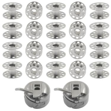 Imagem de Verkelly Pacote com 2 bobinas para máquina de costura com 20 bobinas de máquina de costura, caixa de bobina de metal bobina universal de linha de aço, estojos de armazenamento para máquina de costura