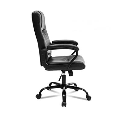 Imagem de Cadeira de escritório em casa, ergonômica, almofada de encosto alto, suporte lombar, cadeira de mesa de computador, cadeira grande e alta, cadeira executiva de couro ajustável com braços (