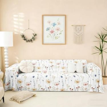 Imagem de Erosebridal Capa de sofá floral em aquarela coral bege para sofá, moderna, minimalista, branca, protetor de sofá 180 x 299 cm, capa de sofá rústica, lavável, antiderrapante, para gatos, crianças