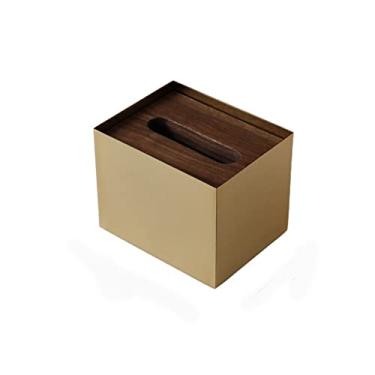 Imagem de 3FLQOOPP Caixa de lenços de madeira de nogueira caixas de lenços removíveis mesa de jantar suporte de guardanapo caixa organizadora de toalha de papel decoração de casa (cor: D, tamanho: 14 * 11 * 11