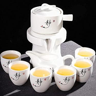 Imagem de Conjunto de chá, conjunto de chá de cerâmica artesanal de porcelana (6 xícaras com bule de chá), para viagem, casa, ao ar livre, escritório, melhor presente (cor: Shan), prático (Niapren)