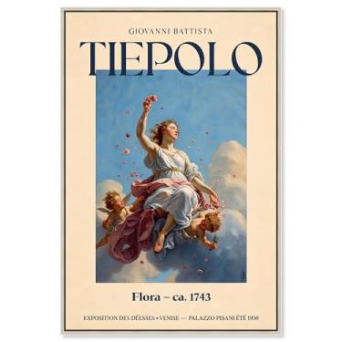 Imagem de Art Remedy Pôster de arte clássica da deusa das flores em voo, moldura prateada, 25 x 38 cm