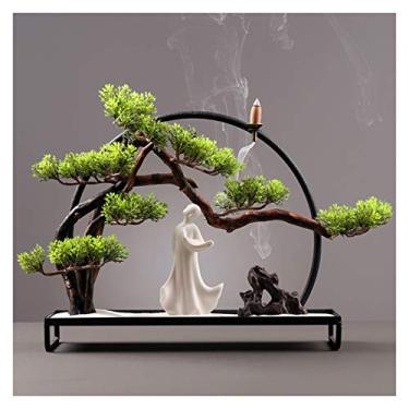 Imagem de Plantas falsas/plantas falsas, plantas de simulação, plantas verdes, ornamentos em vasos, flores artificiais, sala de estar, bonsai, pinheiro, bonsai, mesa, decoração criativa, móveis, presentes