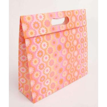 Imagem de Embalagem Presente Sacola Estampa Floral Marisa-68151, UN, Laranja