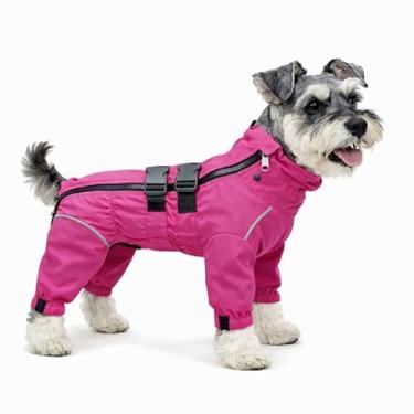 Imagem de Jaqueta impermeável para cães, leve, impermeável, refletiva, segurança para cães, à prova de vento, à prova de neve, colete para cães pequenos, médios e grandes, rosered M