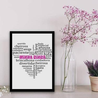 Imagem de Quadro Minha Dinda Qualidades Coração 33X24 C/Vidro Preta