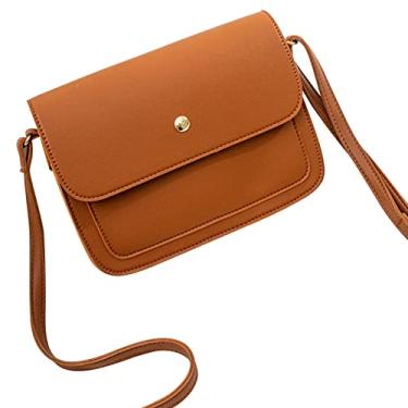 Imagem de Bolsa de Ombro Feminina com Padrão Liso Fechamento Botões Transversal Multipropósito Diária para Jovens Senhoras Viagens Compras Uso Casual Cinto Confortável e Design Leve